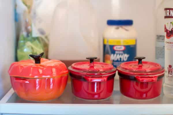 3 containers of horseradish dip in the fridge.