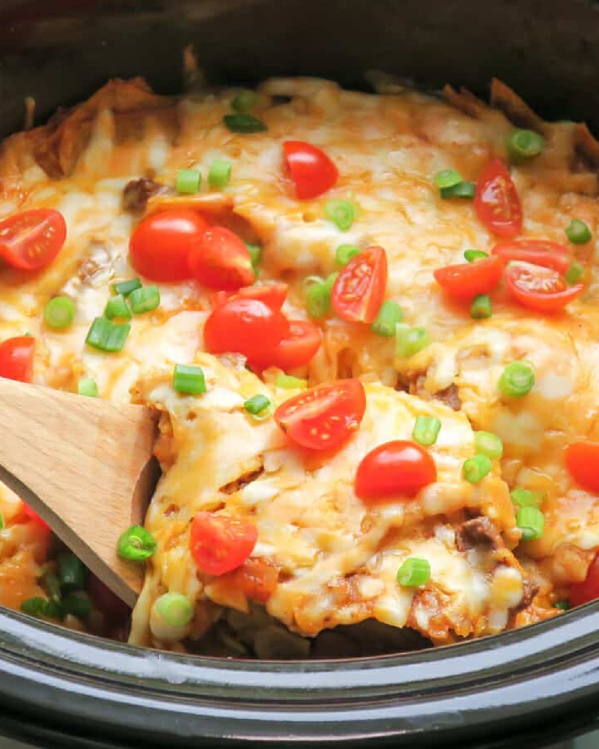 close up of beef enchilada casserole
