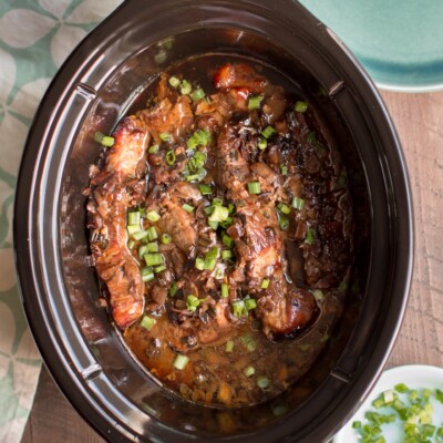 ribs in molasses sauce in slow cooker.