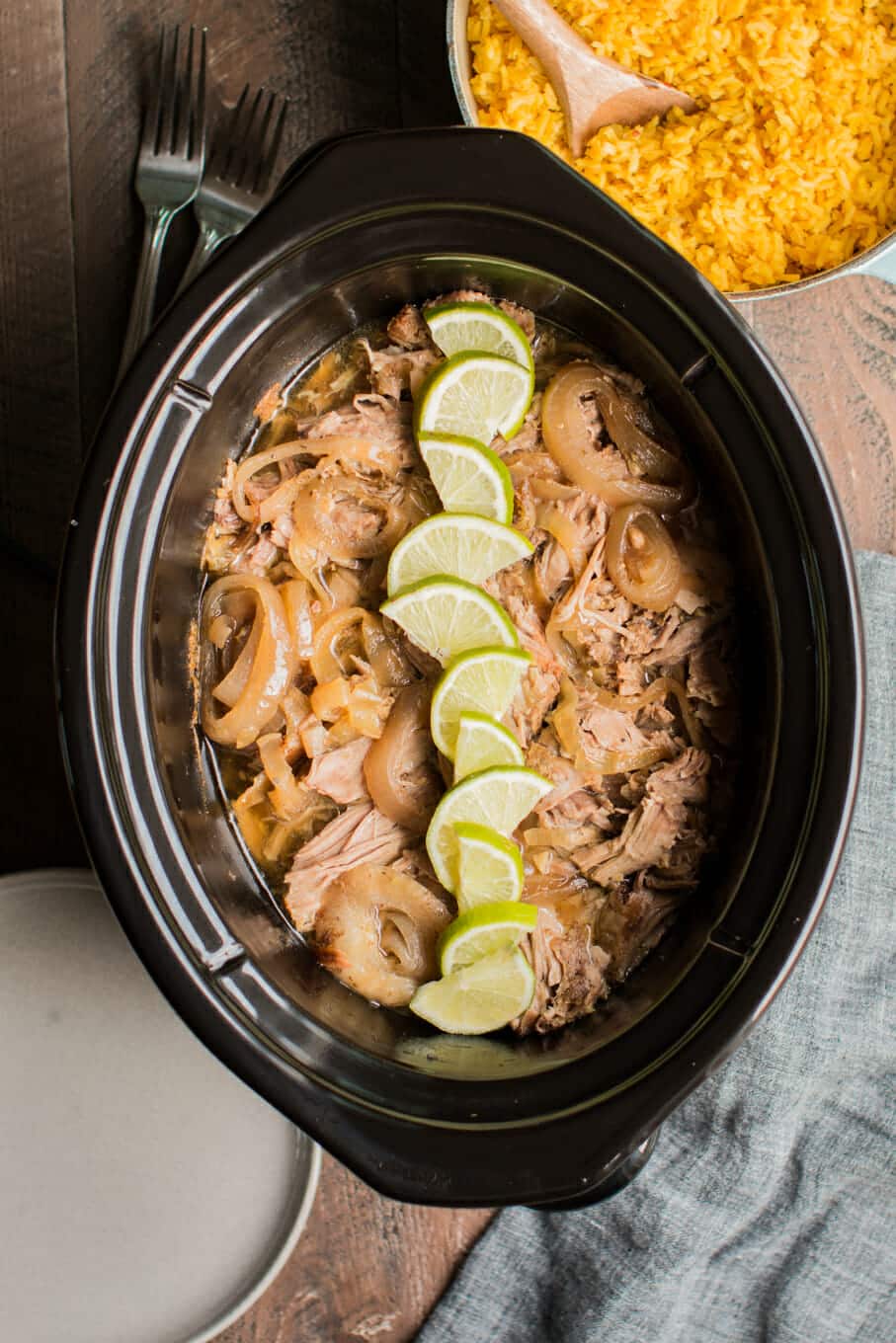 shredded cuban beef with yellow rice on the side.