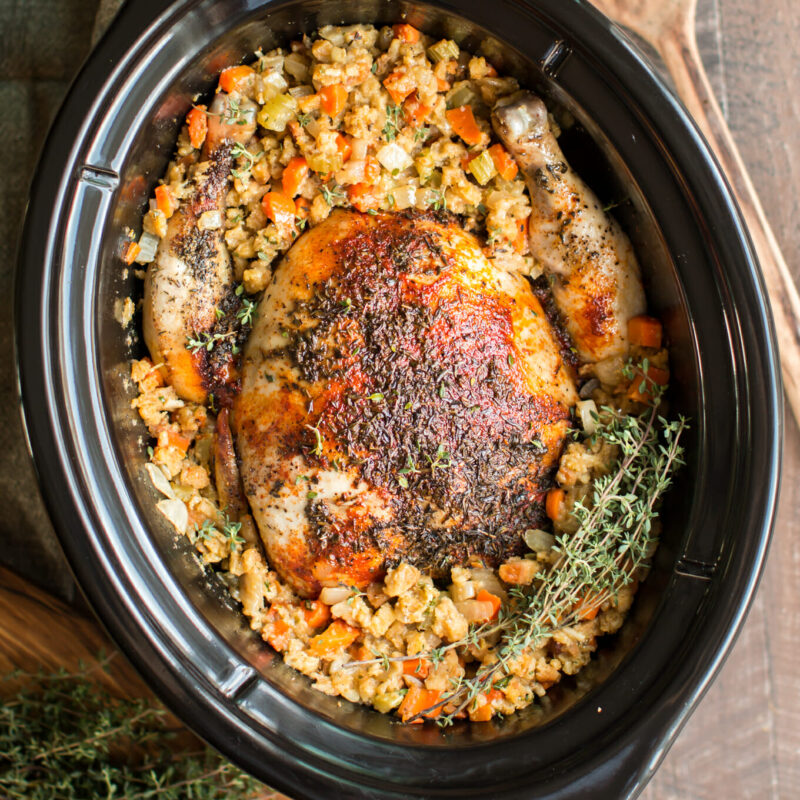 Slow Cooker Whole Chicken with Stuffing - The Magical Slow Cooker