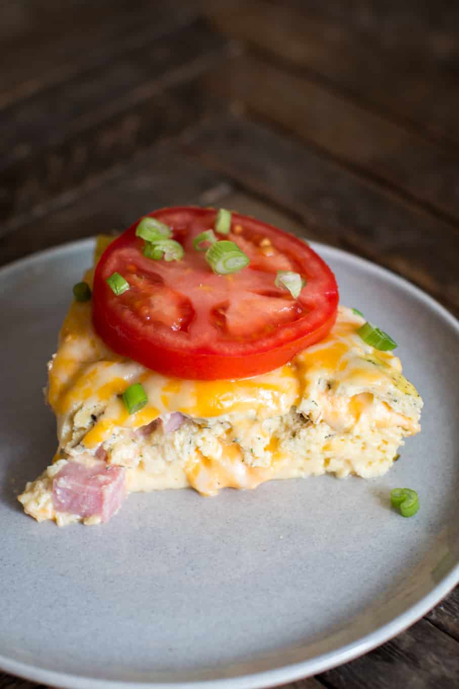 close up of breakfast casserole on a plate