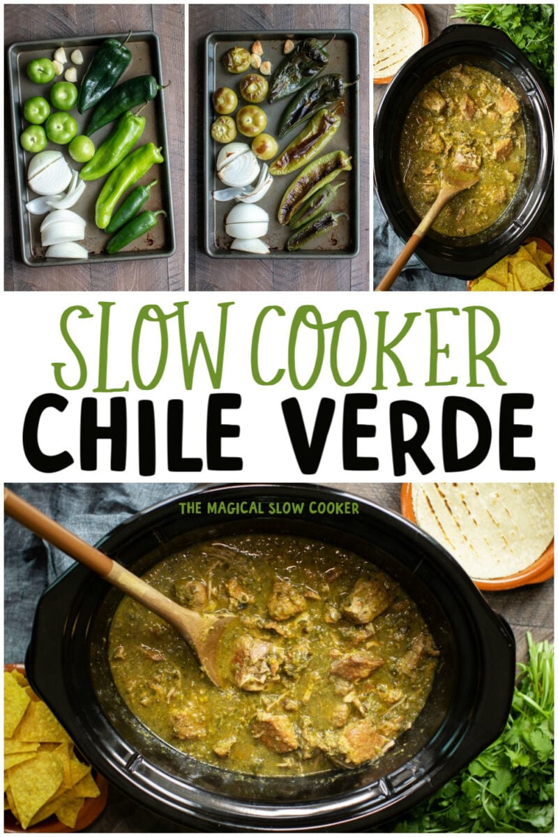 collage of chile verde images for pinterest