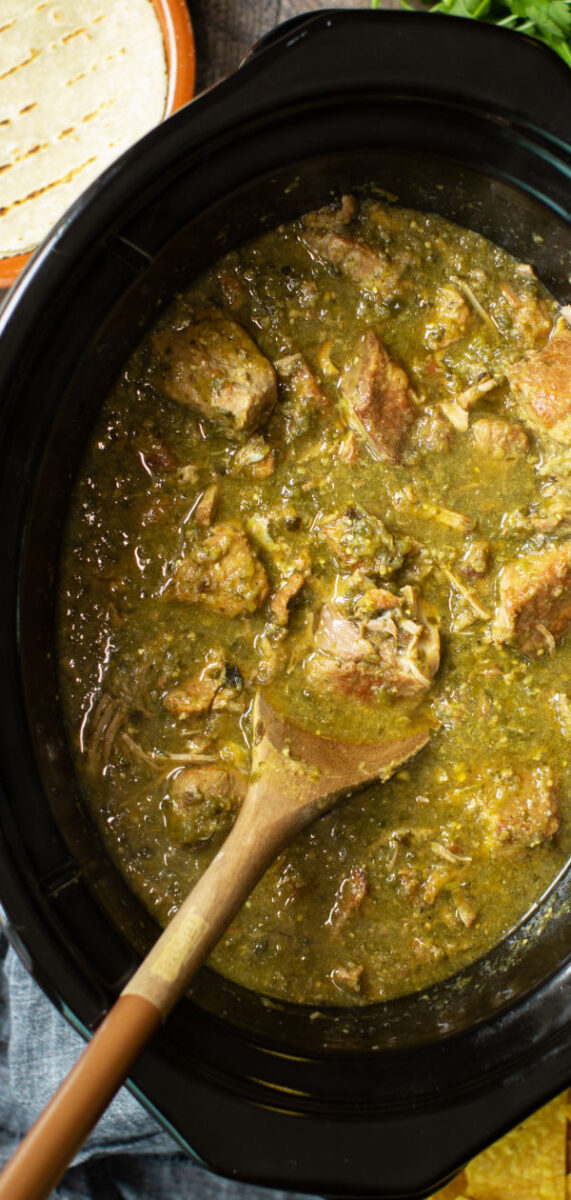 long image of chile verde for pinterest