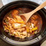 Slow Cooker Barbecue Chicken with Bell Peppers and Onions