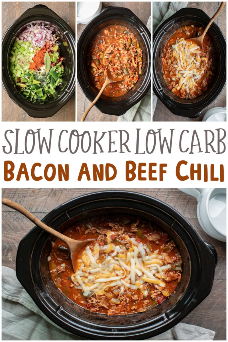 collage of low carb chili for pinterest