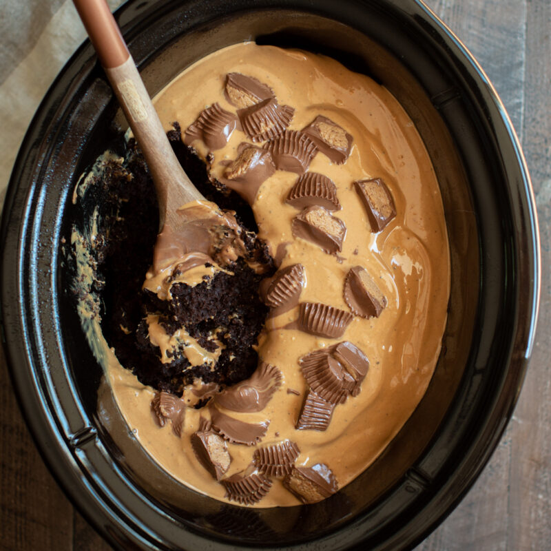 Reese's Peanut Butter Cup Chocolate Cake {Crockpot} The Magical Slow