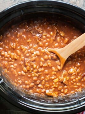 root beer beans in a slow cooker
