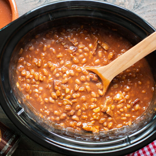 root beer beans in a slow cooker