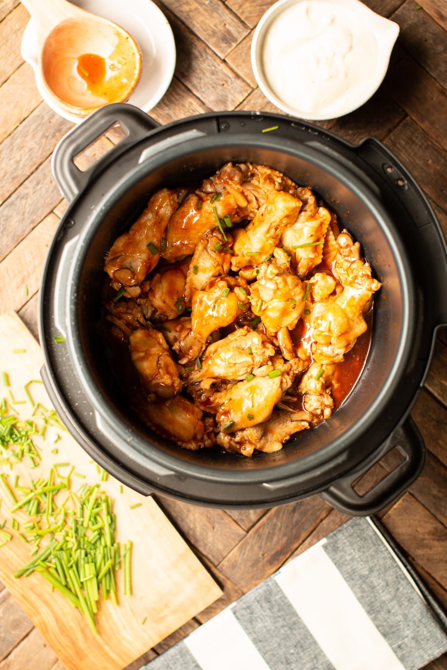 small wings in sauce in pressure cooker