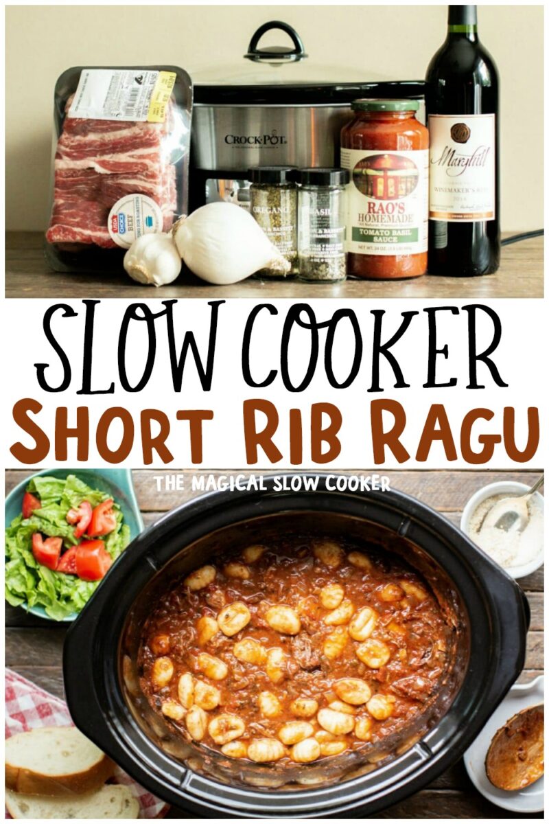 collage of photos of short rib ragu for pinterest