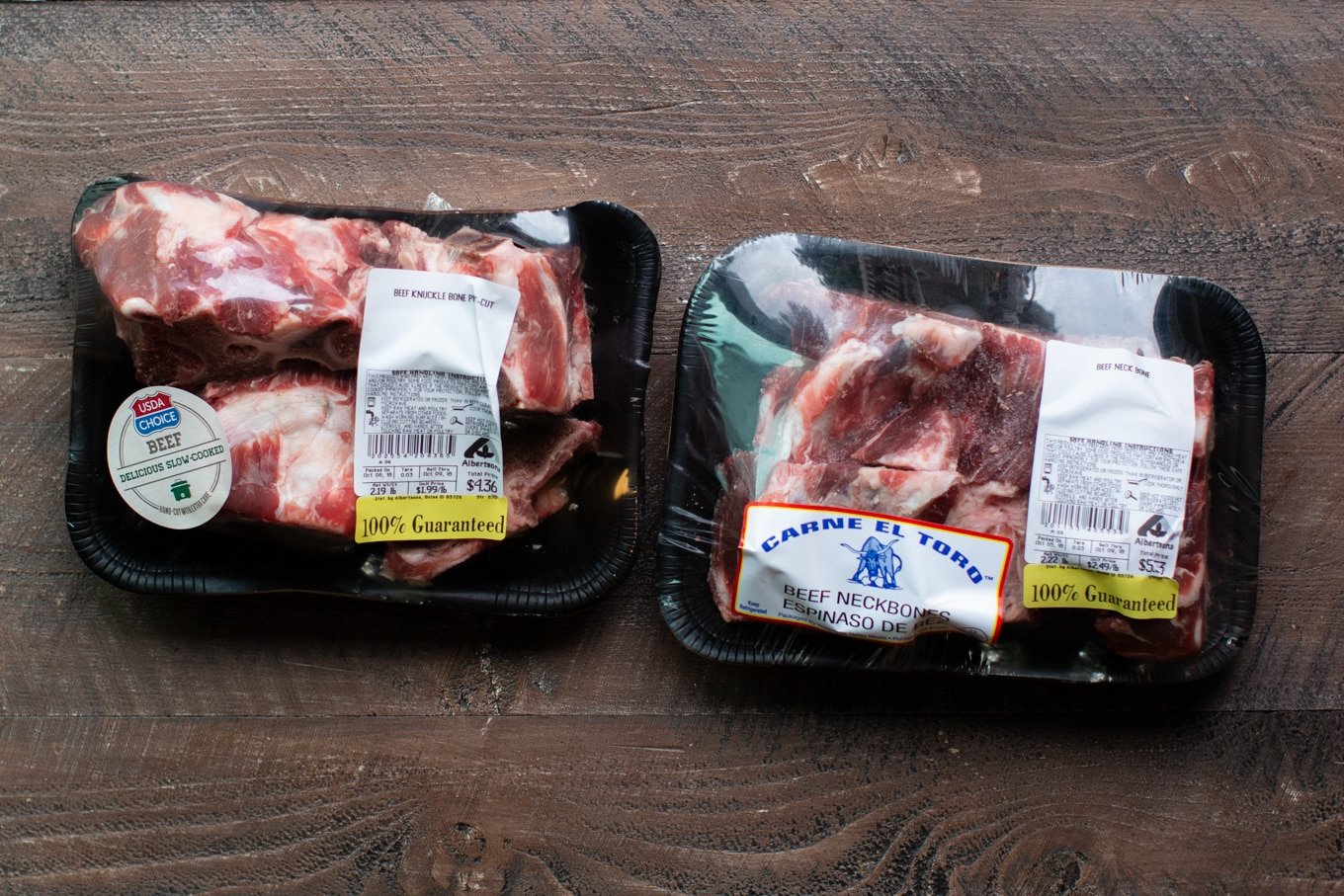 2 packages of beef bones in packaging.