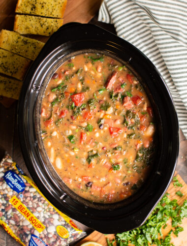 ham and bean soup in the slow cooker with kale