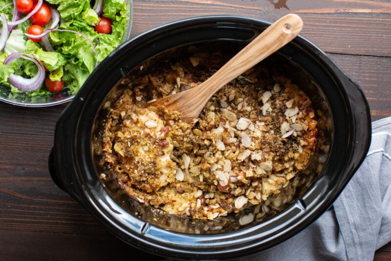 cooked alpine pork chops in a slow cooker.