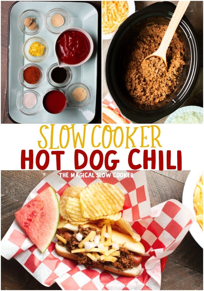 collage of hot dog chili images for pinterest