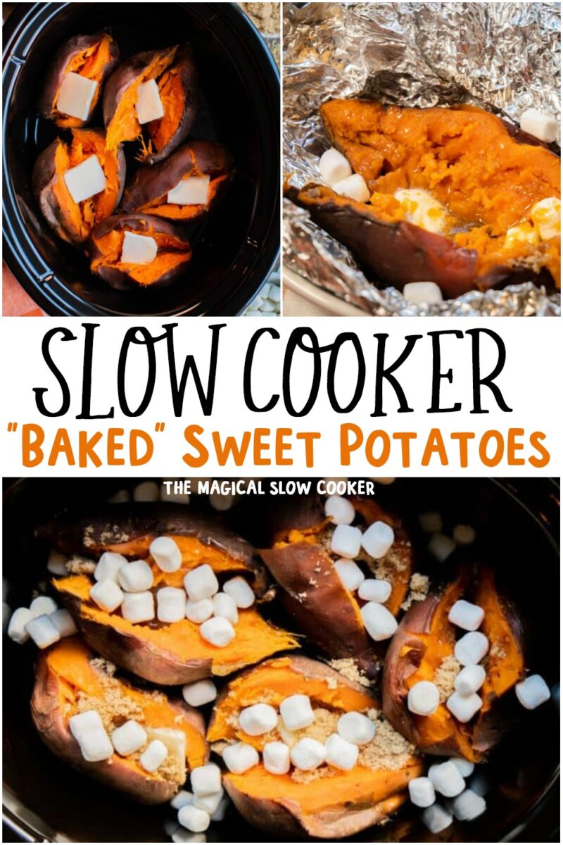 Collage of baked sweet potato images for pinterest