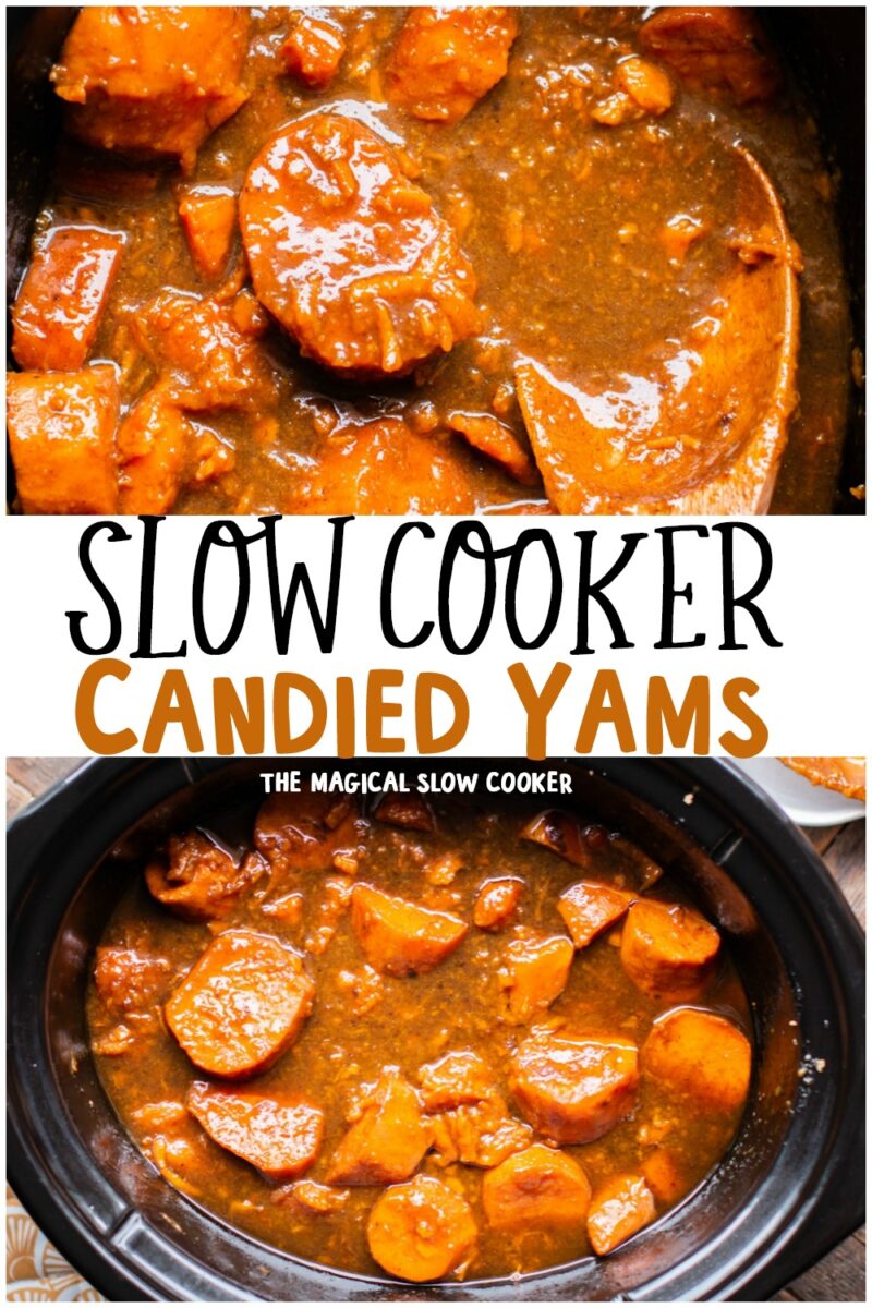 collage of candied yams images with text overlay for pinterest