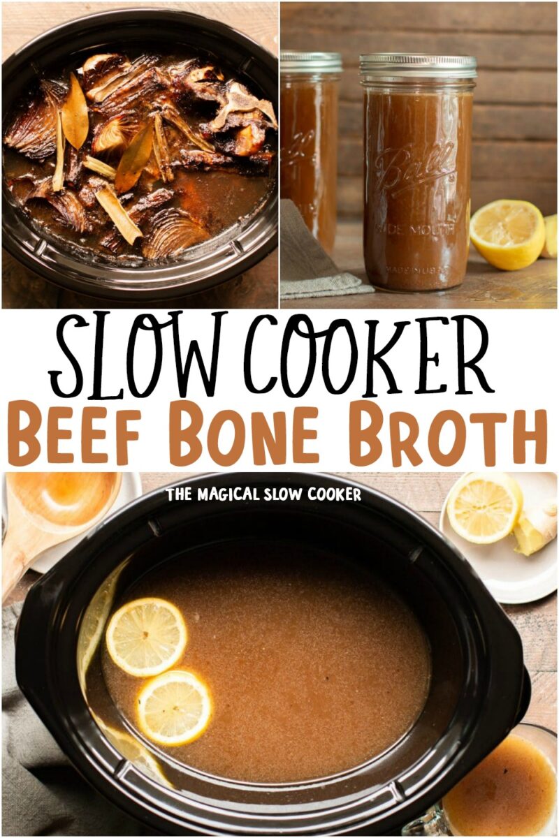 collage of bone broth images with text overlay for pinterest