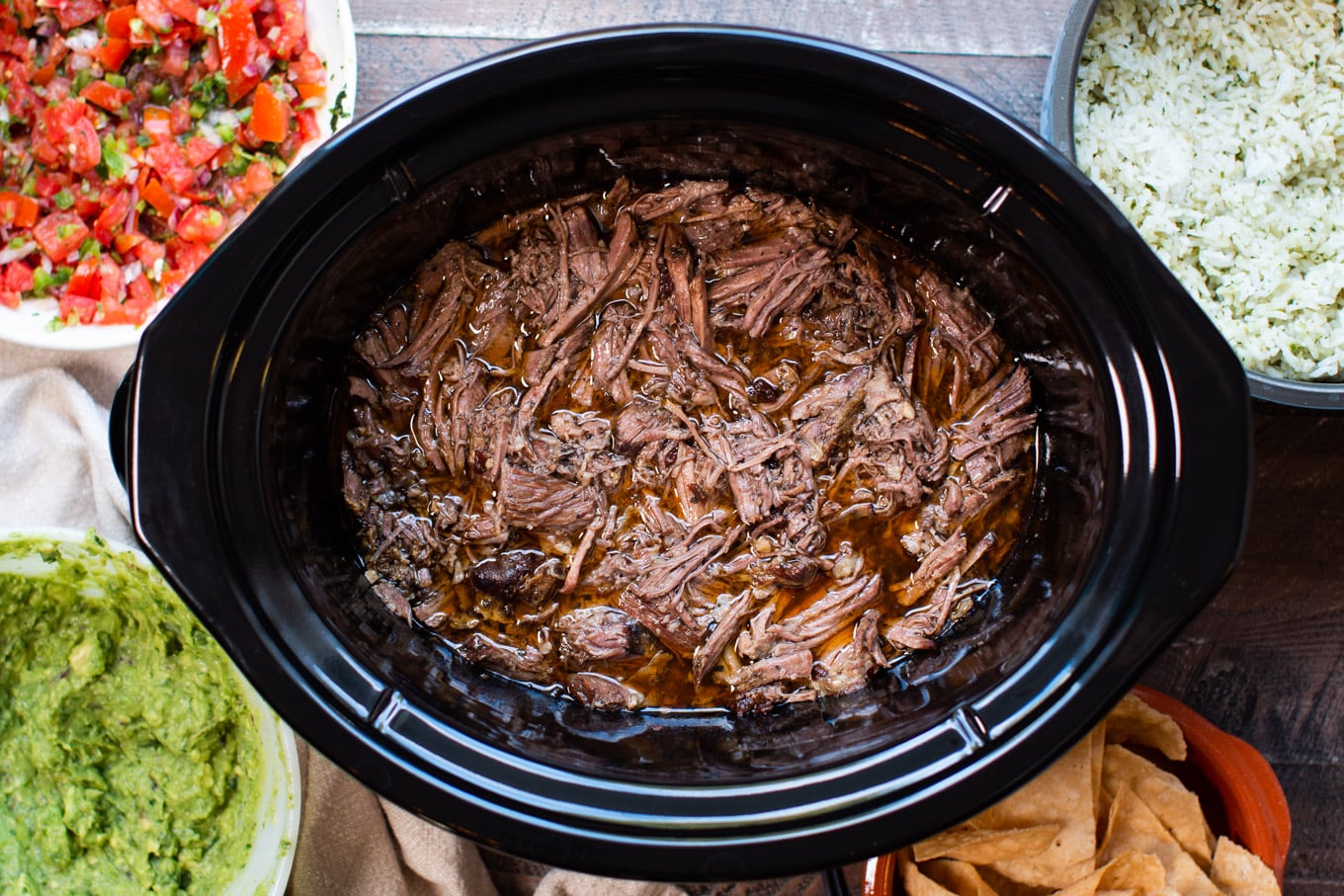 shredded chipotle barbacoa in slow cooker