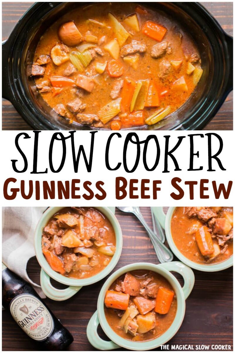 collage of guinness beef stew photos for pinterest