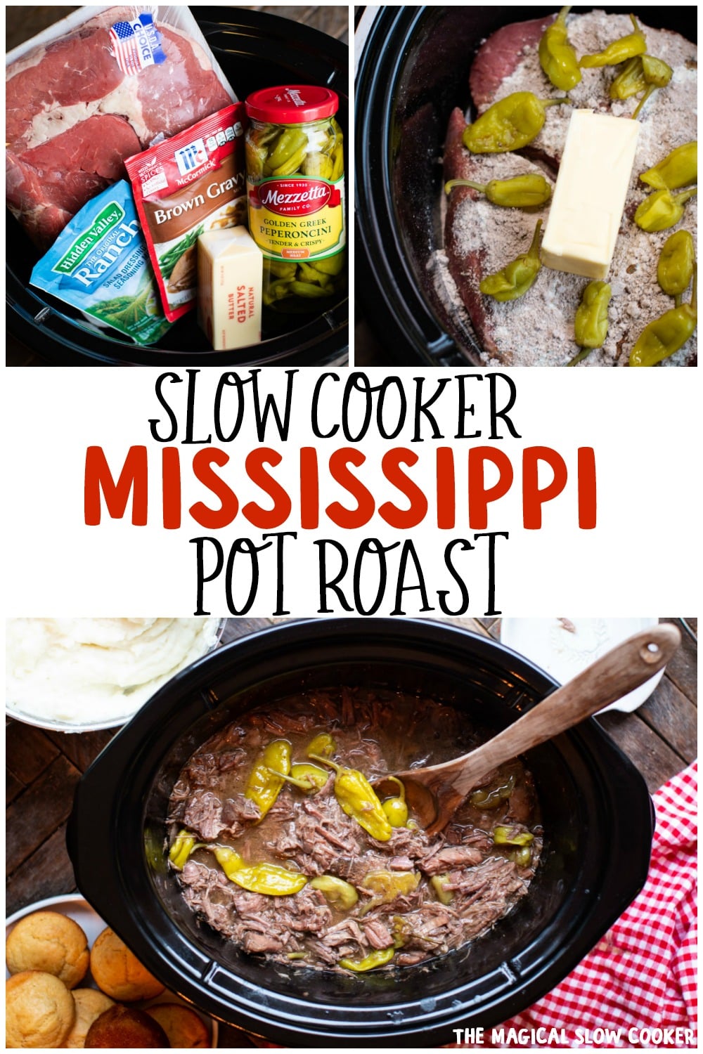 collage of mississippi pot roast photos for pinterest