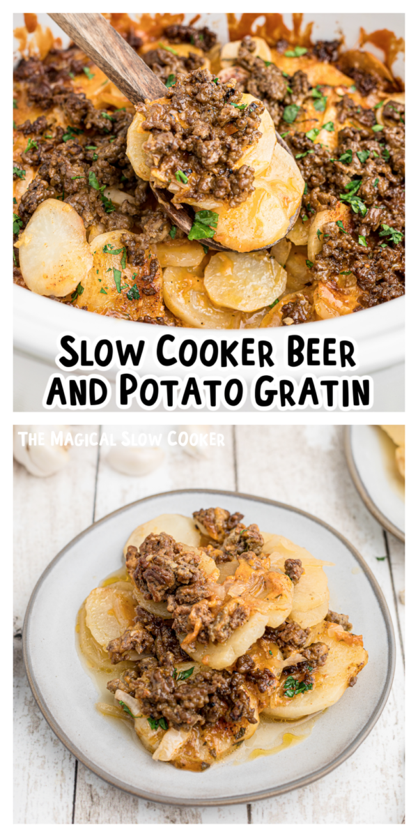 Long image of beef and potato gratin.