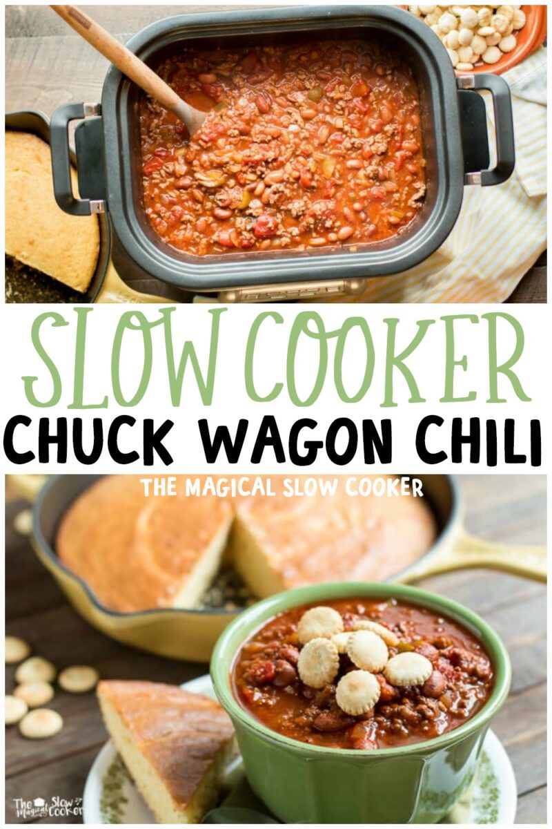 collage of chuck wagon chili photos for pinterest