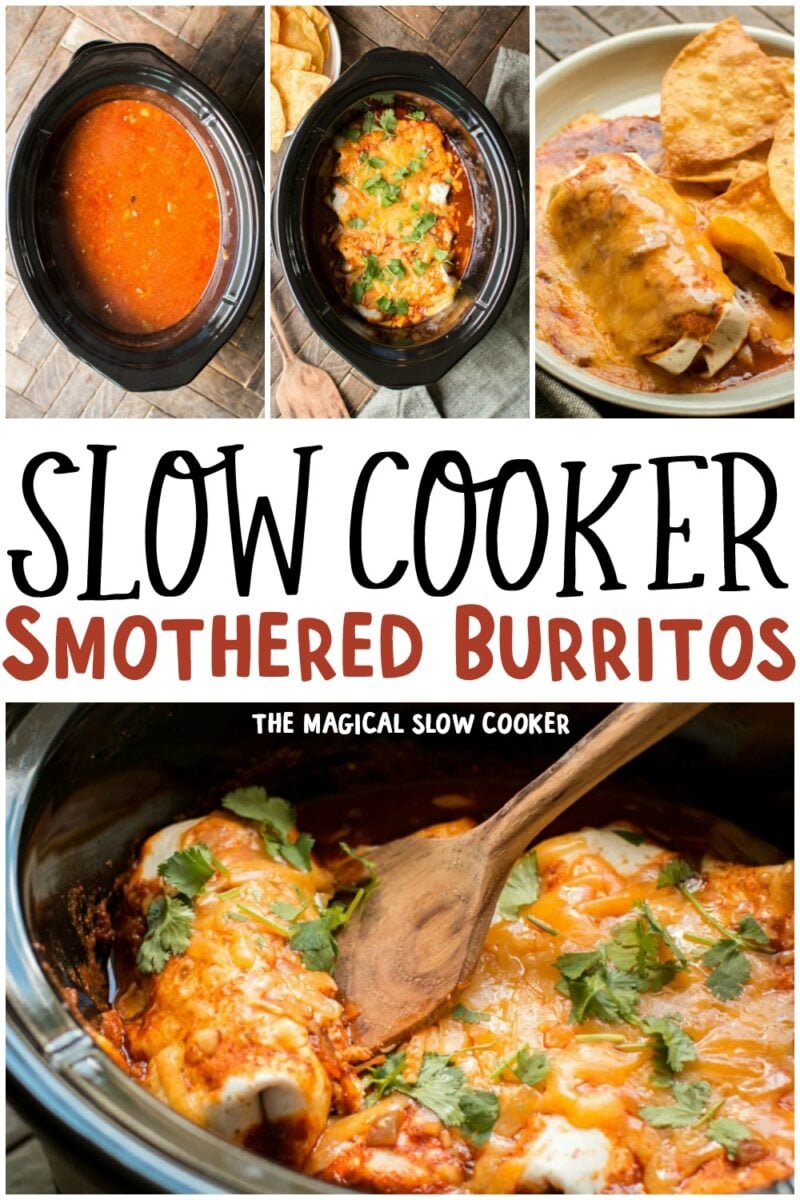 collage of smothered burrito photos for pinterest