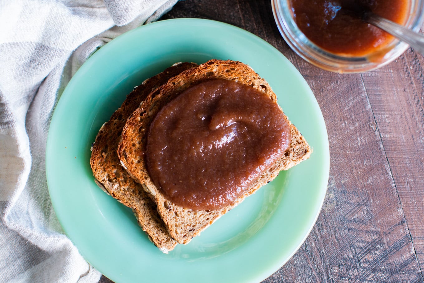 Apple butter on grain toast