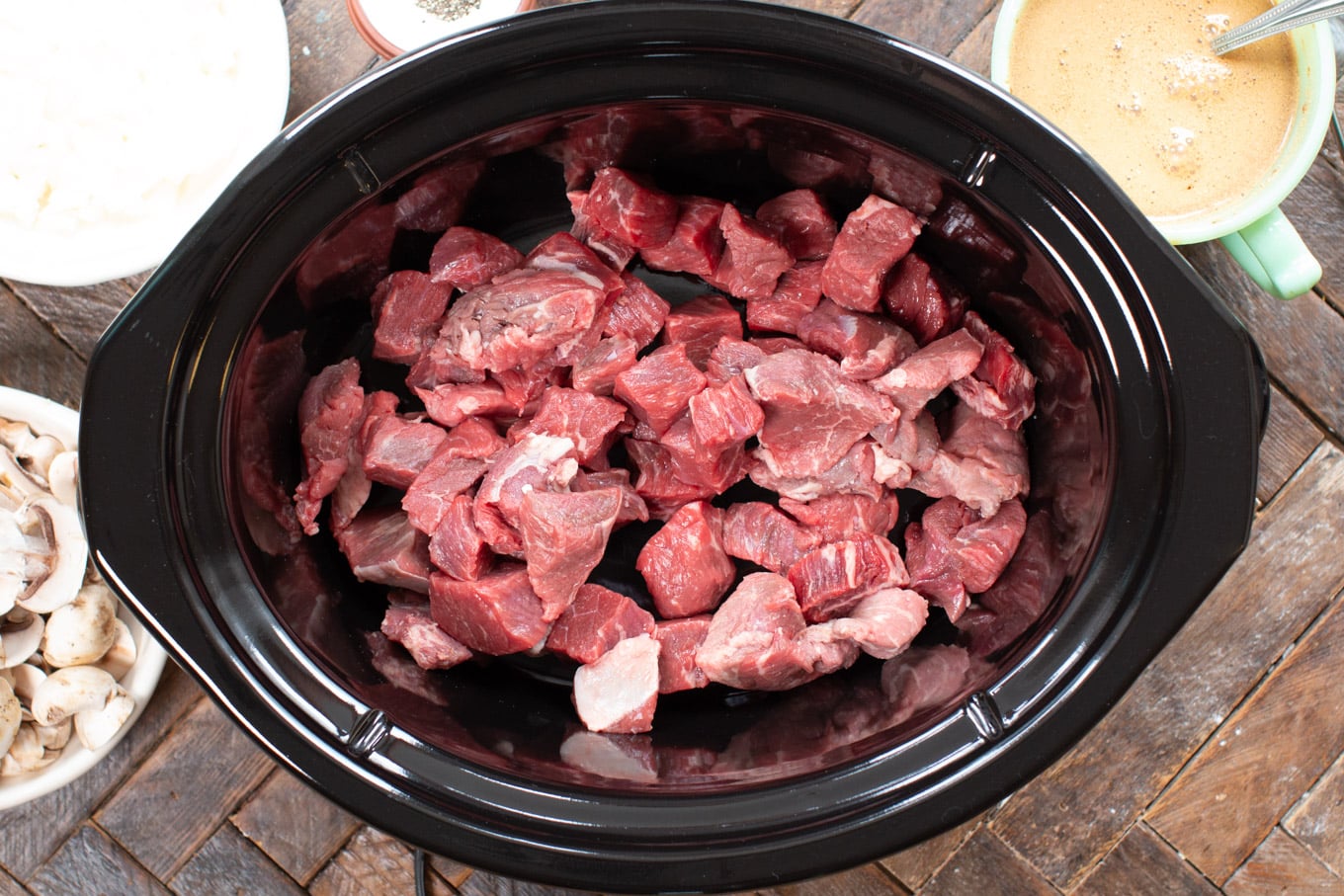 beef stew meat in the slow cooker