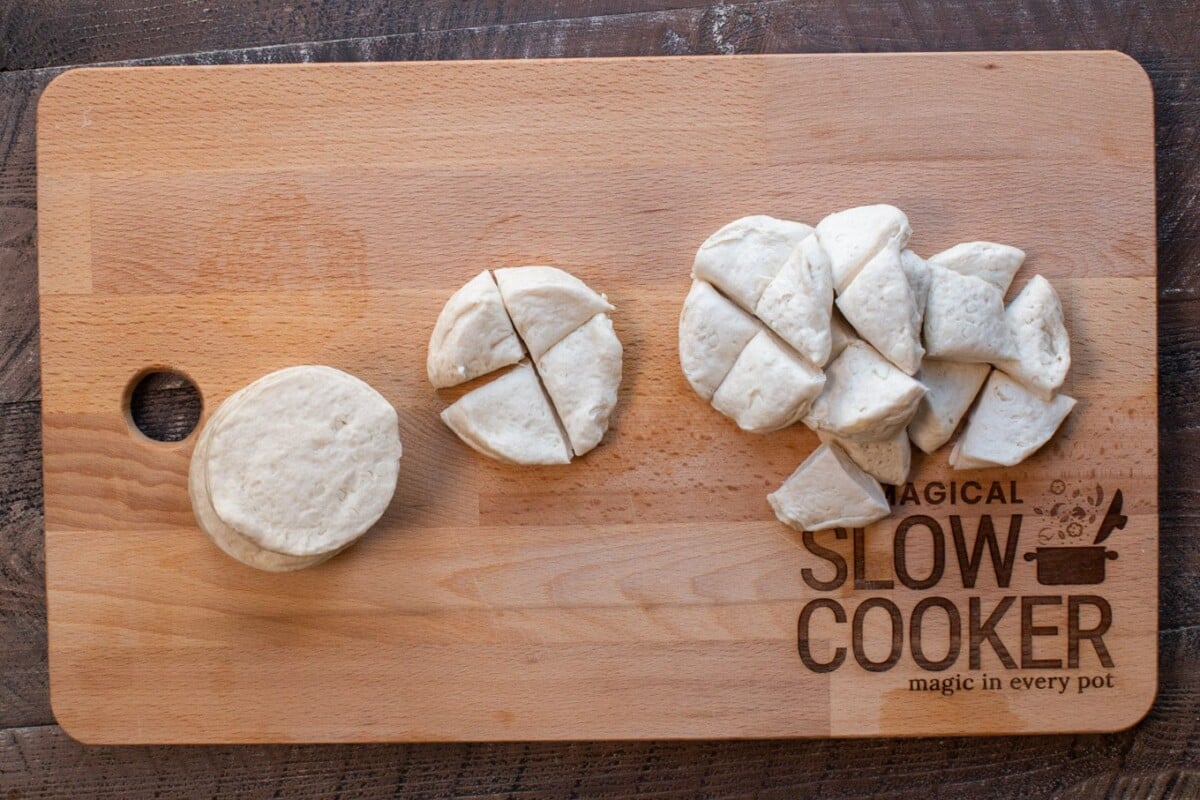 cut up biscuit dough