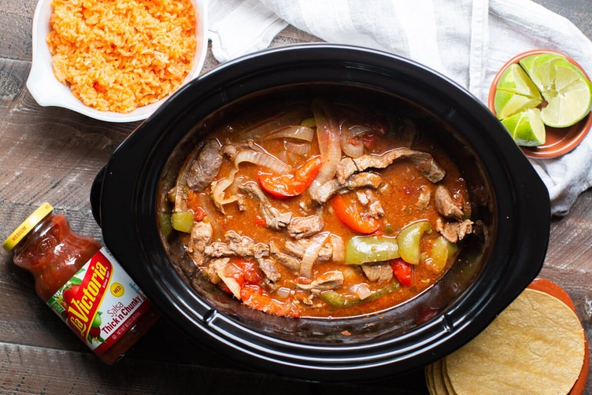 Slow Cooker Salsa Beef Fajitas - The Magical Slow Cooker
