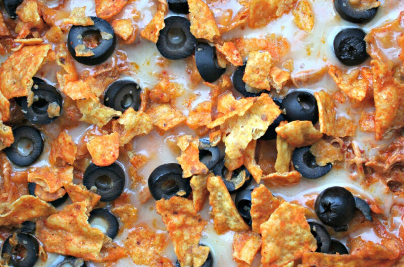 cooked chicken doritos casserole in slow cooker
