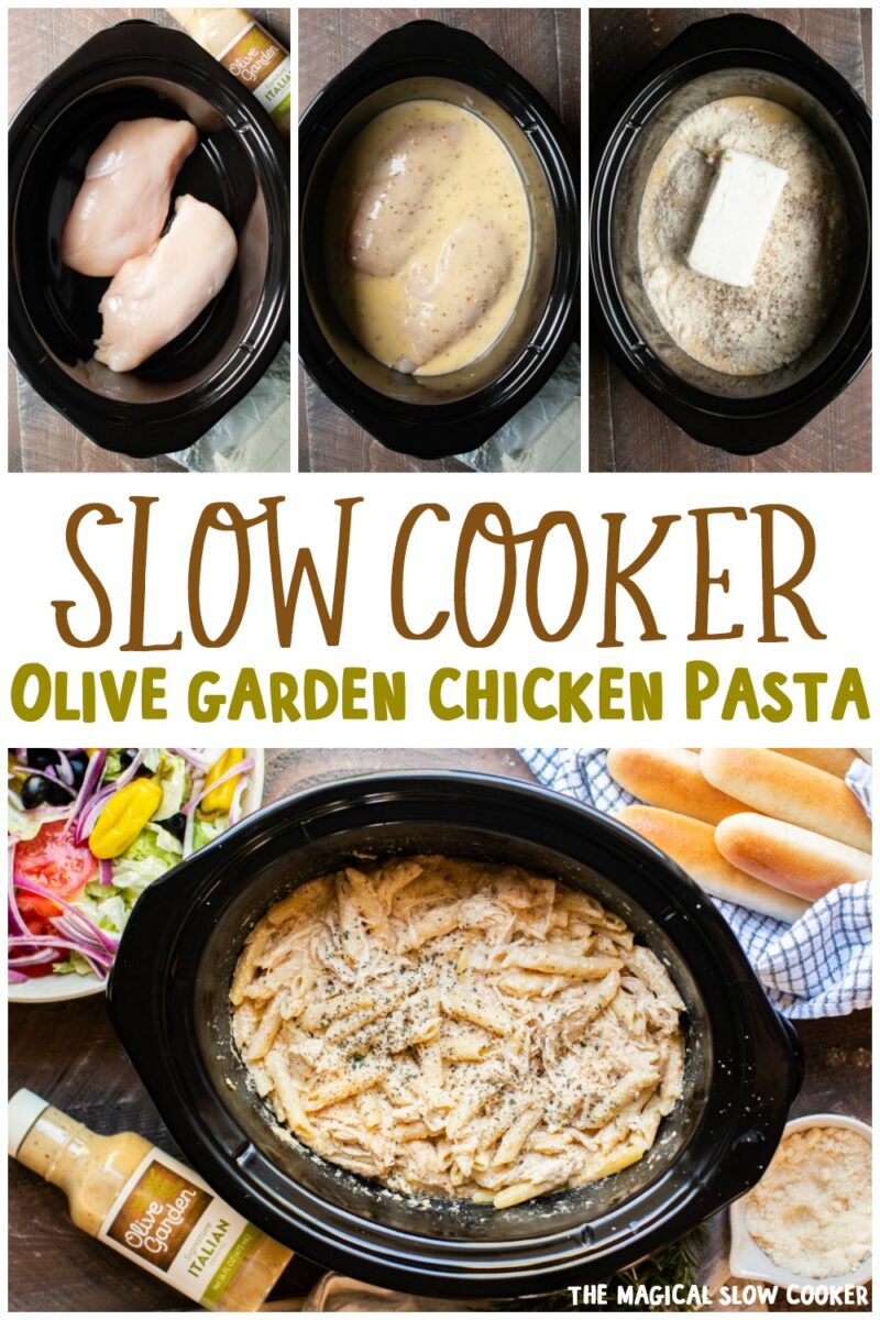 collage of olive garden chicken and pasta photos for pinterest