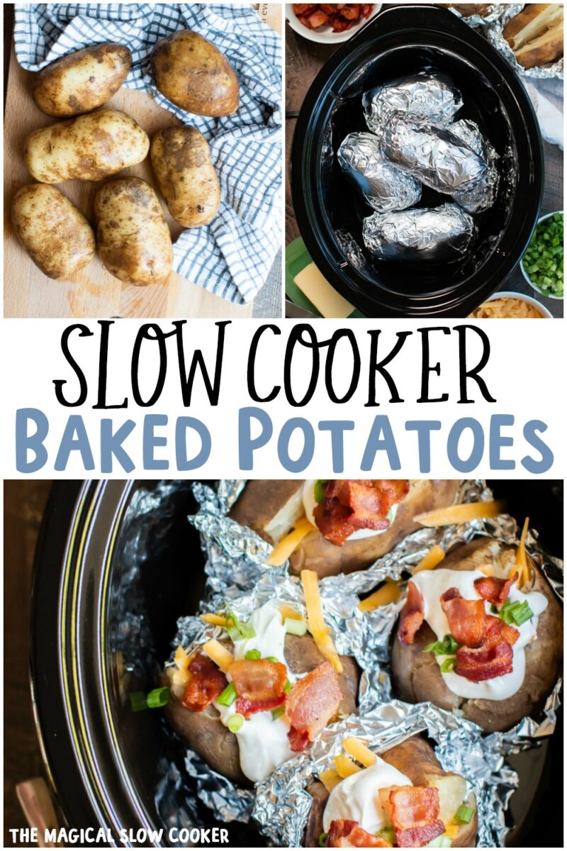 collage of photos of baked potatoes for pinterest