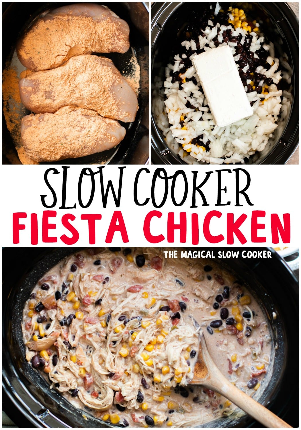 collage of fiesta chicken photos for pinterest
