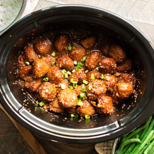 meatballs in teriyaki sauce in a crockpot