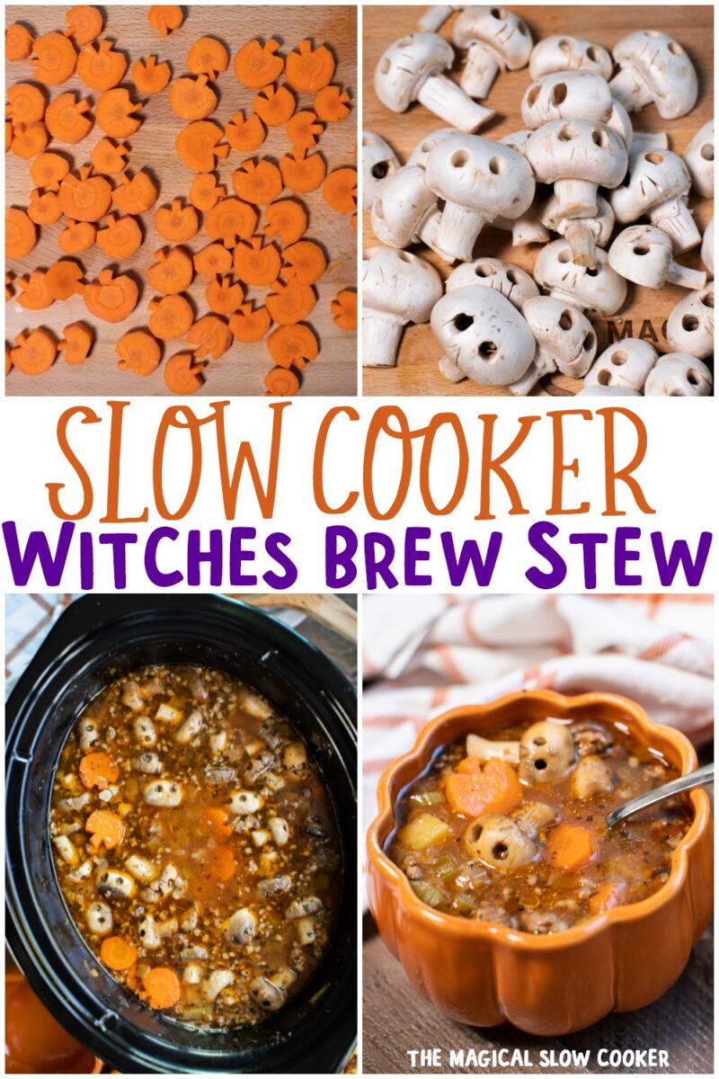 collage of witches brew stew photos with text overlay for pinterest