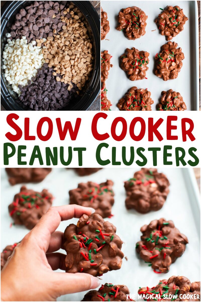 collage of peanut clusters with text overlay for pinterest