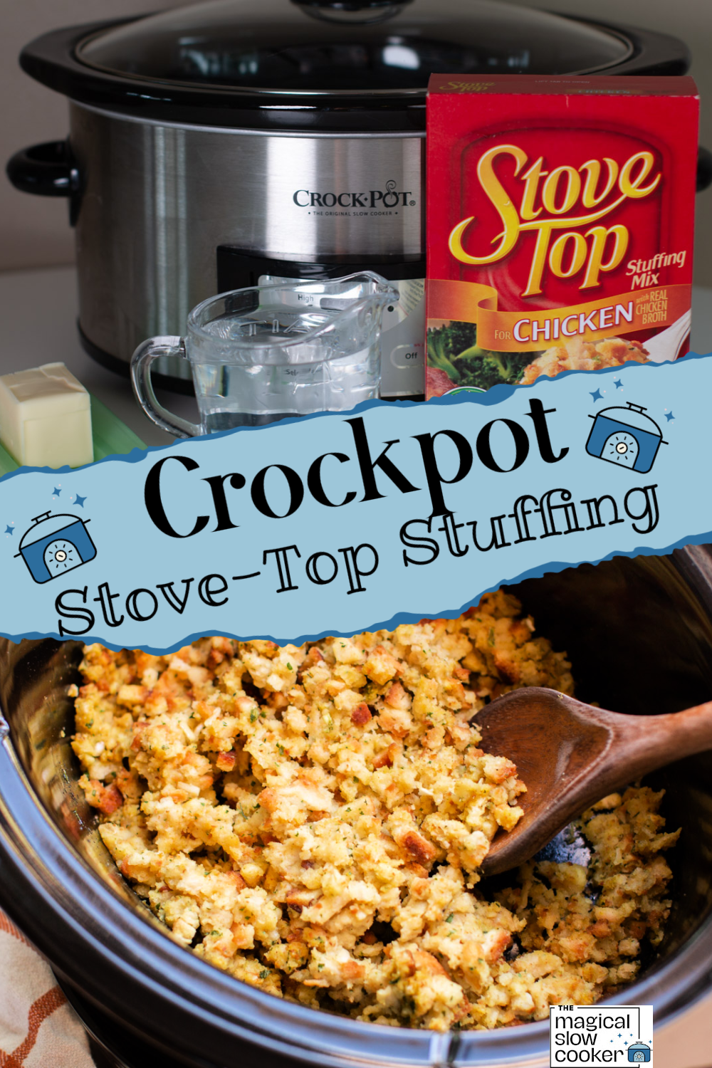 2 images of stove top stuffing for pinterest.
