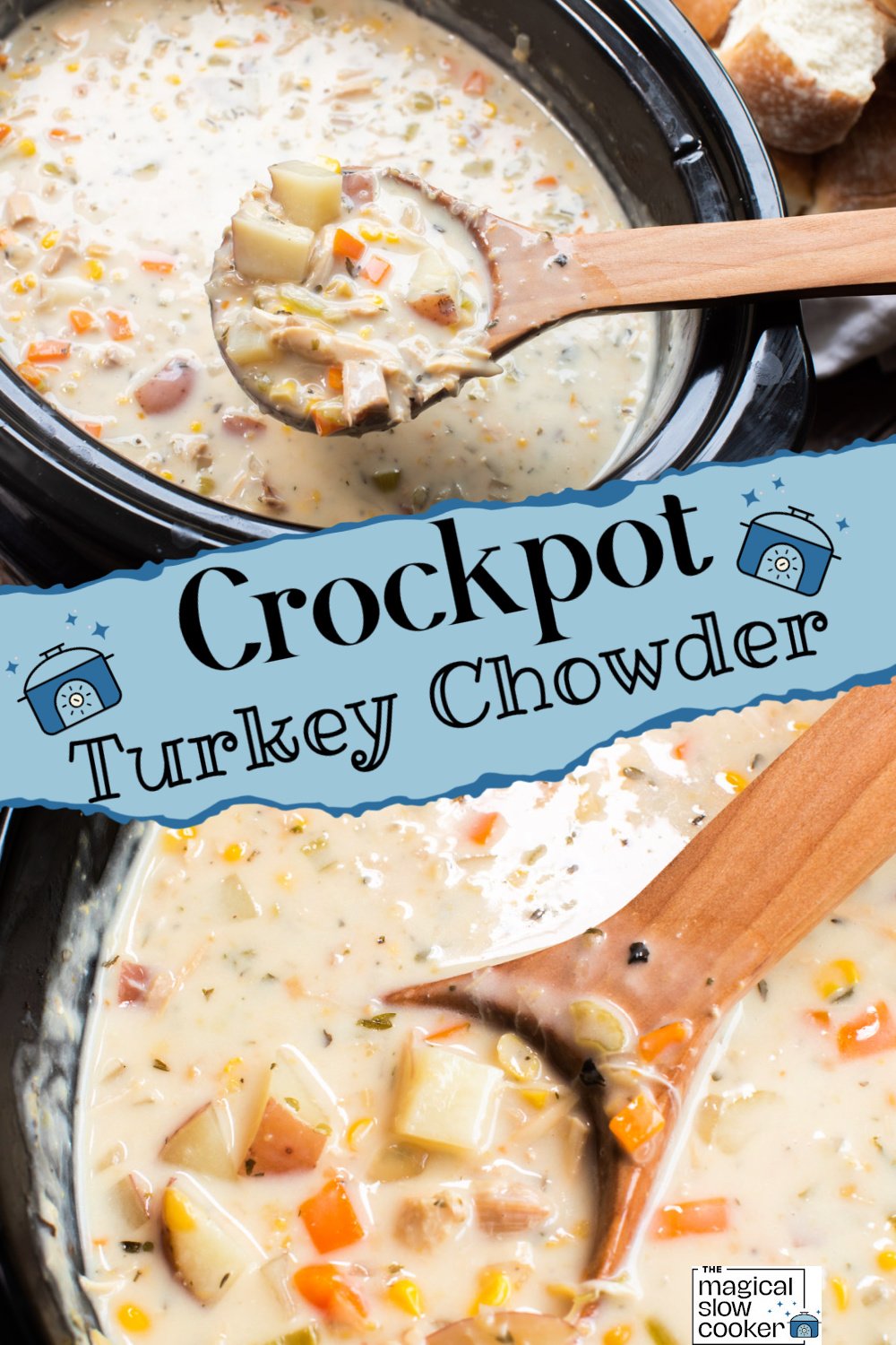 2 images of turkey chowder.