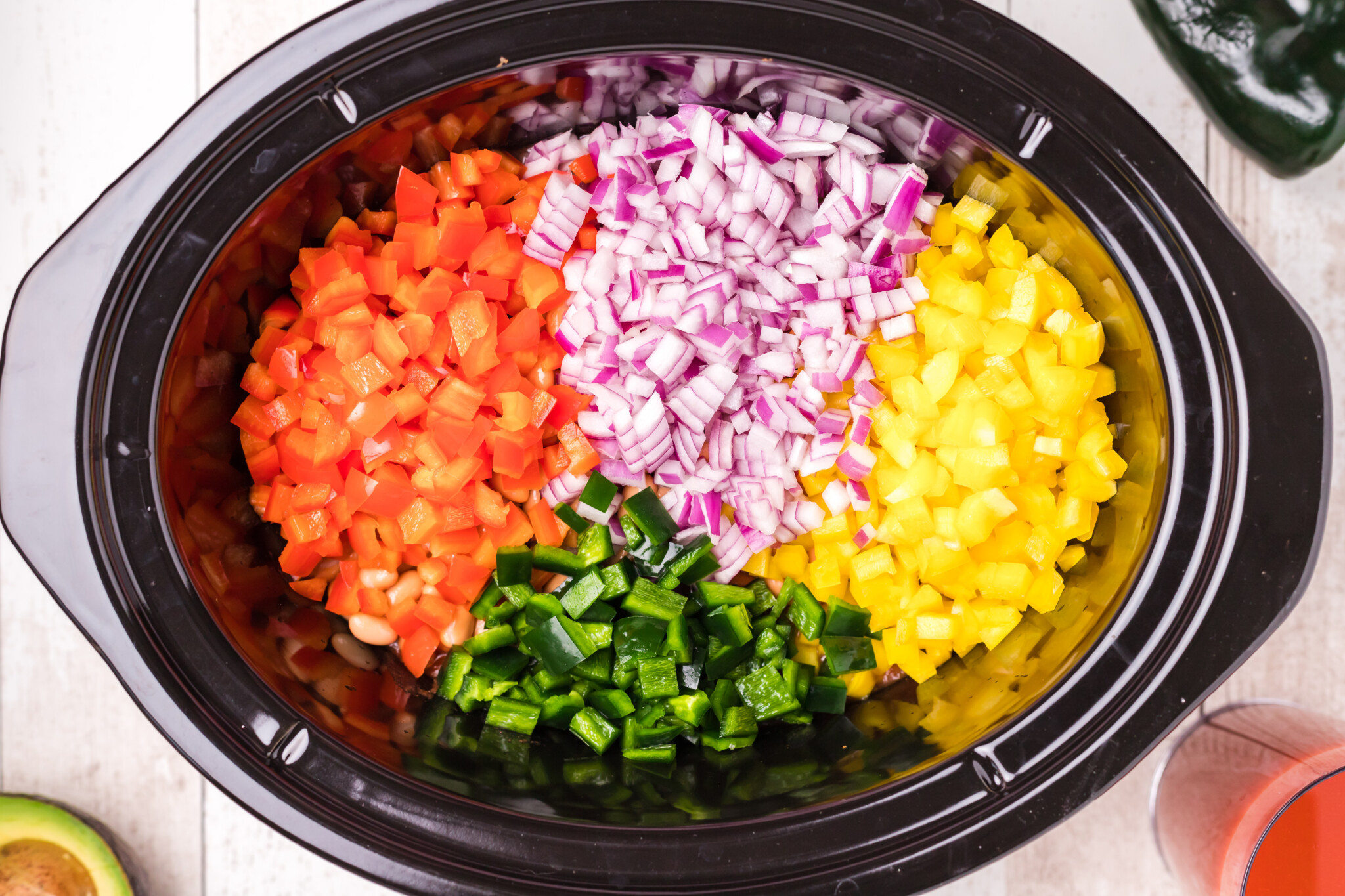 vegetables chopped and in the slow cooker
