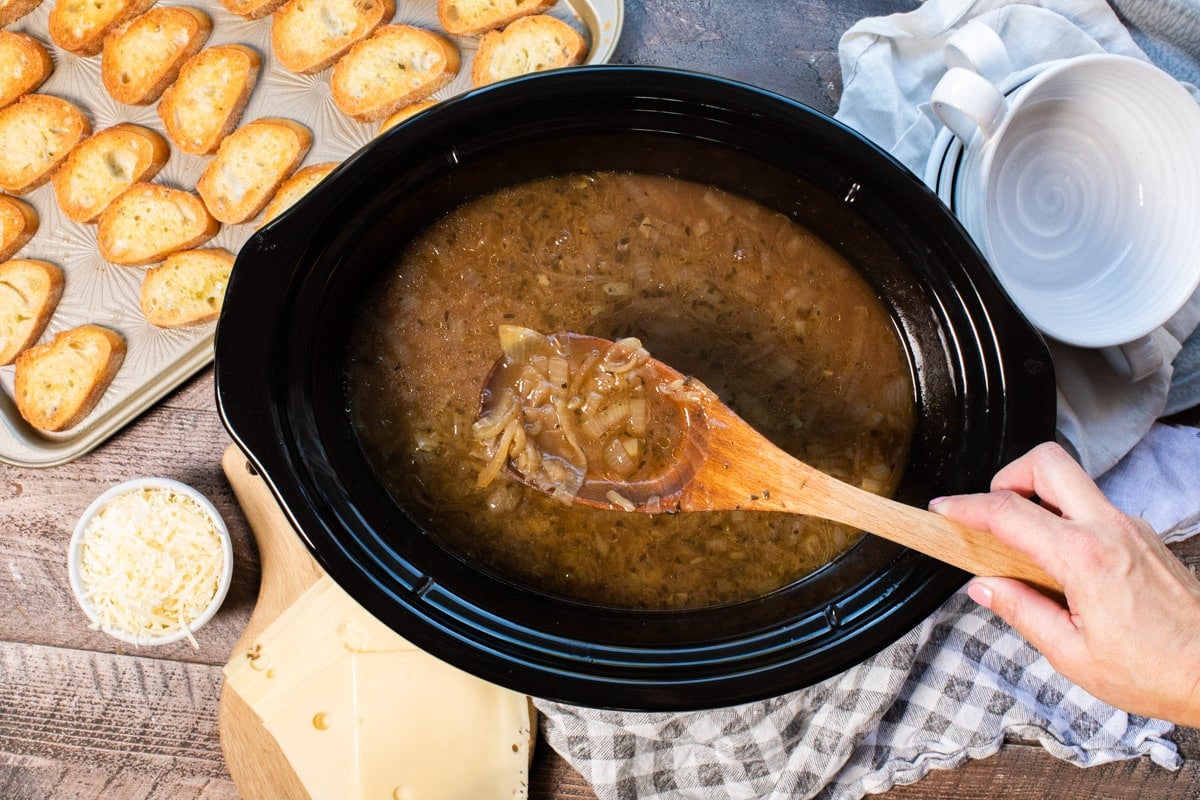 Slow Cooker French Onion Soup - Laughing Spatula