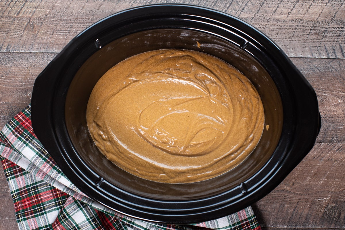 gingerbread batter in slow cooker