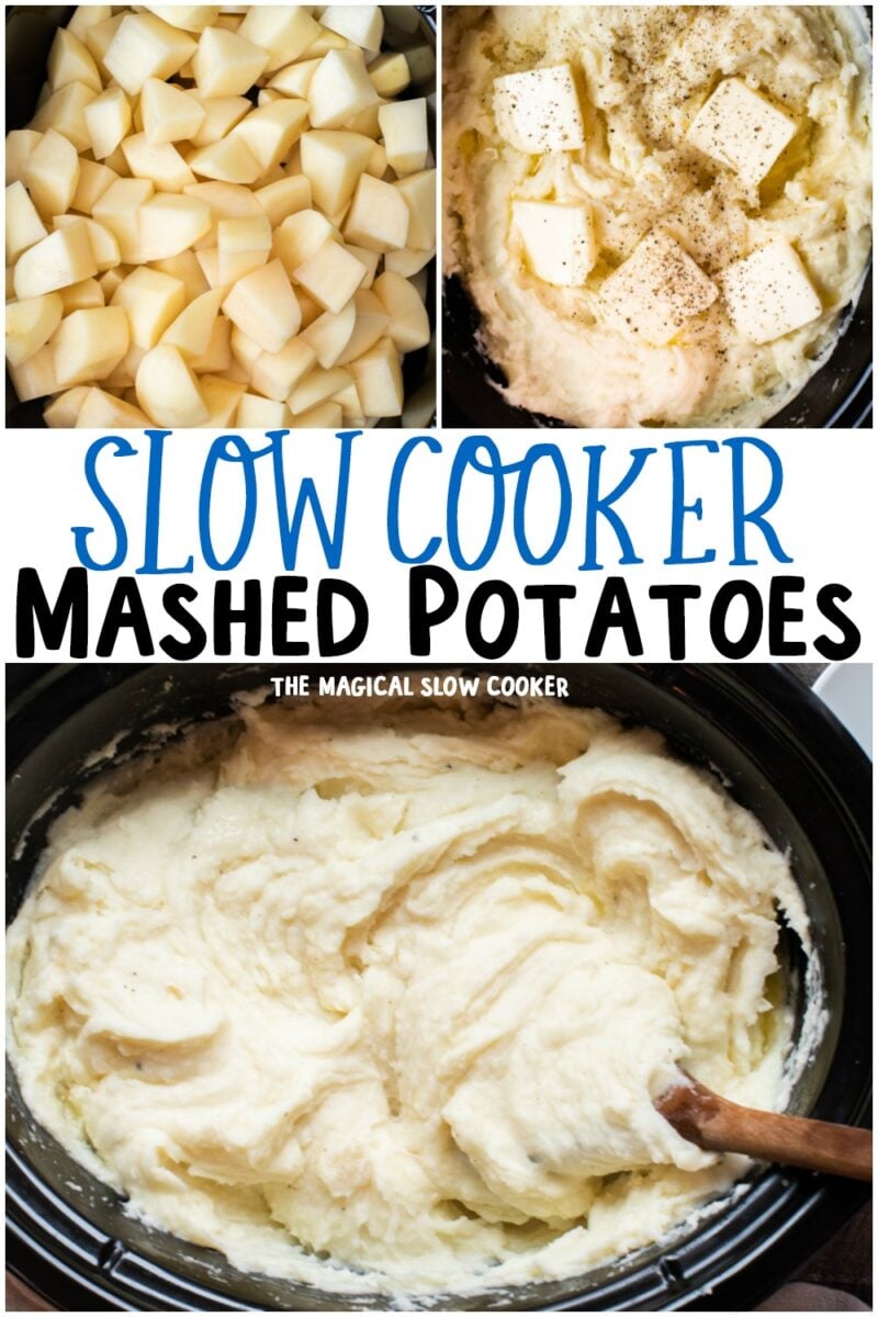 collage of mashed potatoes images for pinterest with text overlay