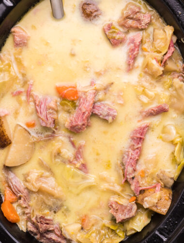 creamy corned beef and cabbage soup in slow cooker