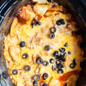 close up of enchilada casserole