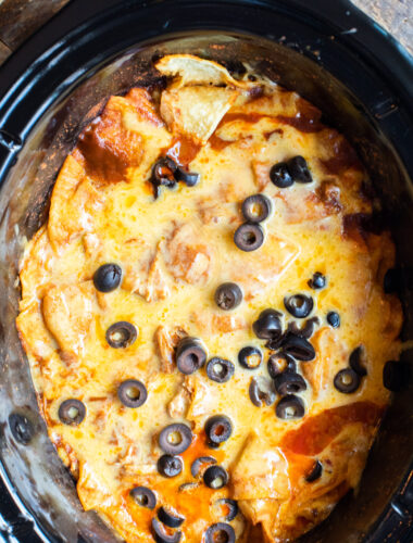 close up of enchilada casserole