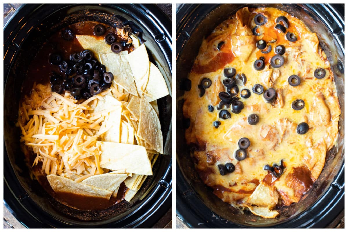 Slow Cooker Chicken Enchilada Casserole - The Magical Slow Cooker