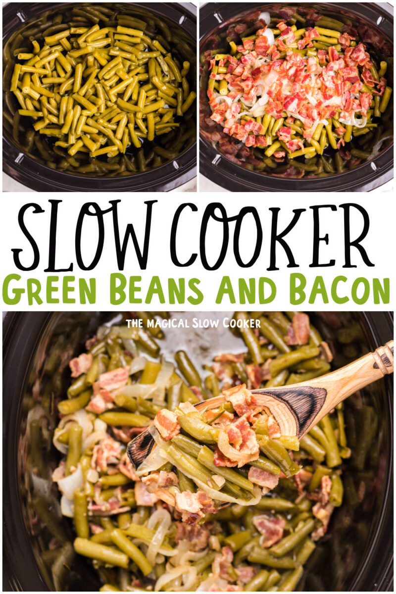 collage picture of green beans and bacon for pinterest